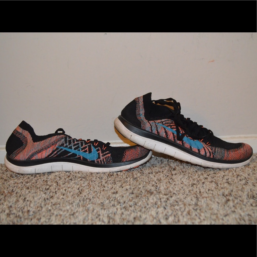 Nike Free 4.0 Flyknit Black/Hyper-orange/Copa blue